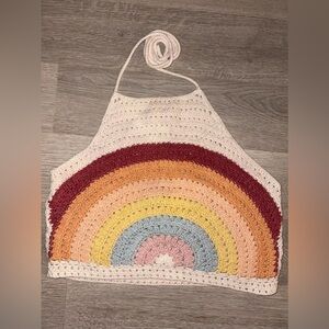 American Eagle Rainbow Crochet Top